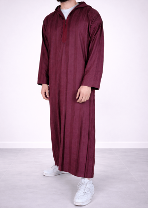 Marokkaanse Djellaba “Heritage” Bordeaux Unie van Djellaba Mannen