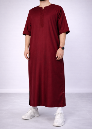 Marokkaanse “Heritage” Kandora Bordeaux van Djellaba Mannen